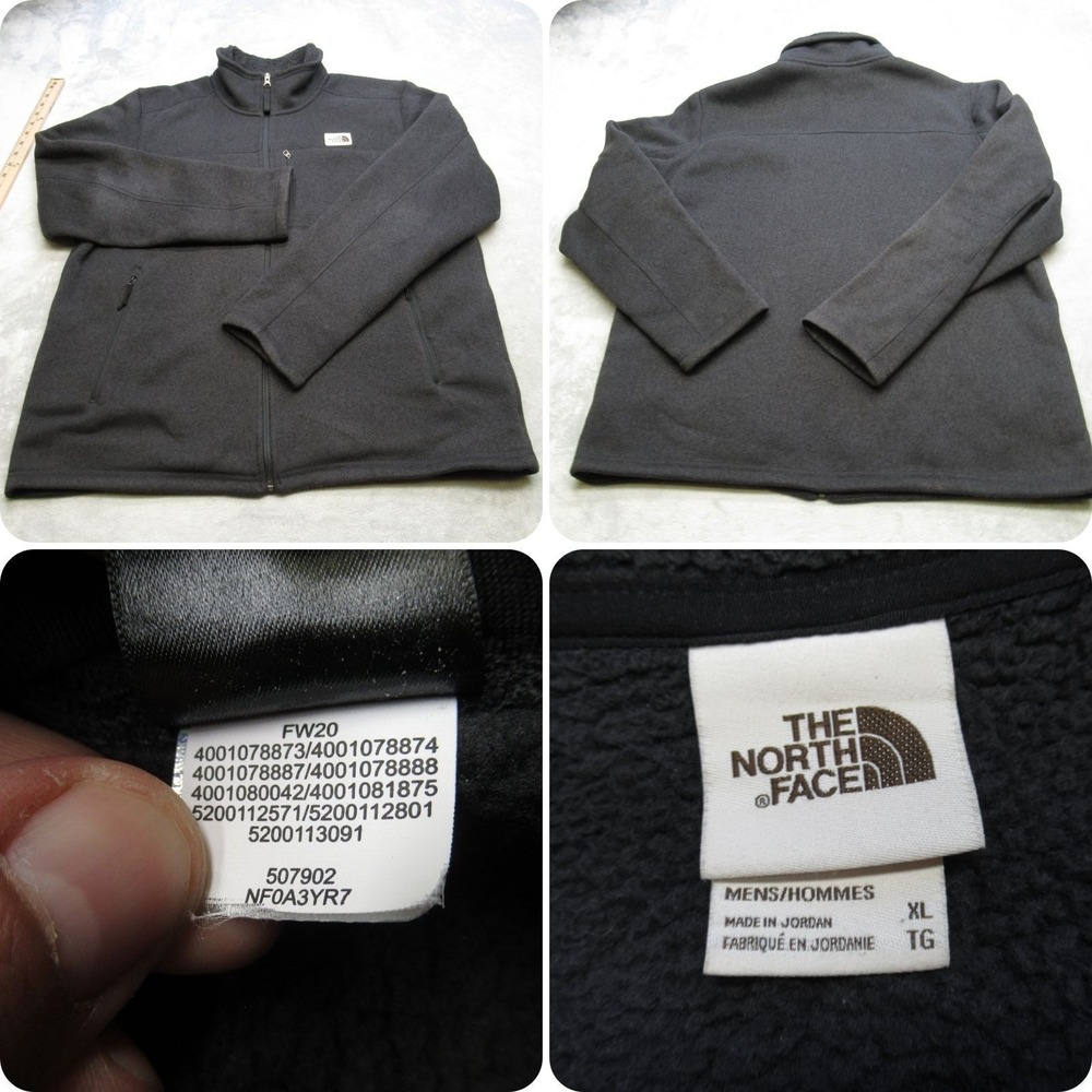 The North Face Jacket Mens XL Gray Pockets Gordon Lyons Full Zip Knit Fleece